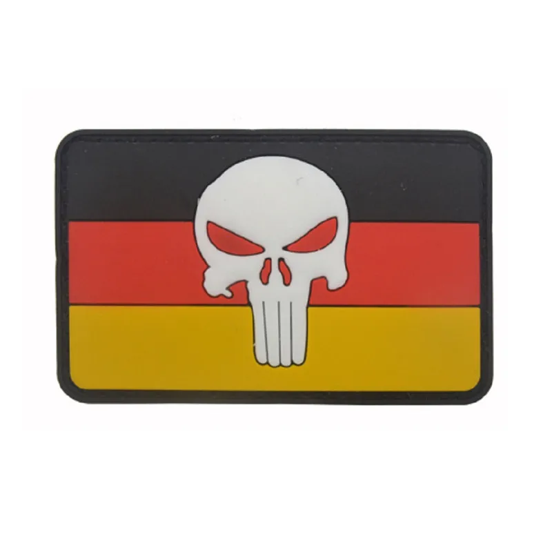 

Germany punisher Flag Badge For Clothing Tactical Military Morale 3D PVC Patch Decorative Applique 8x5cm