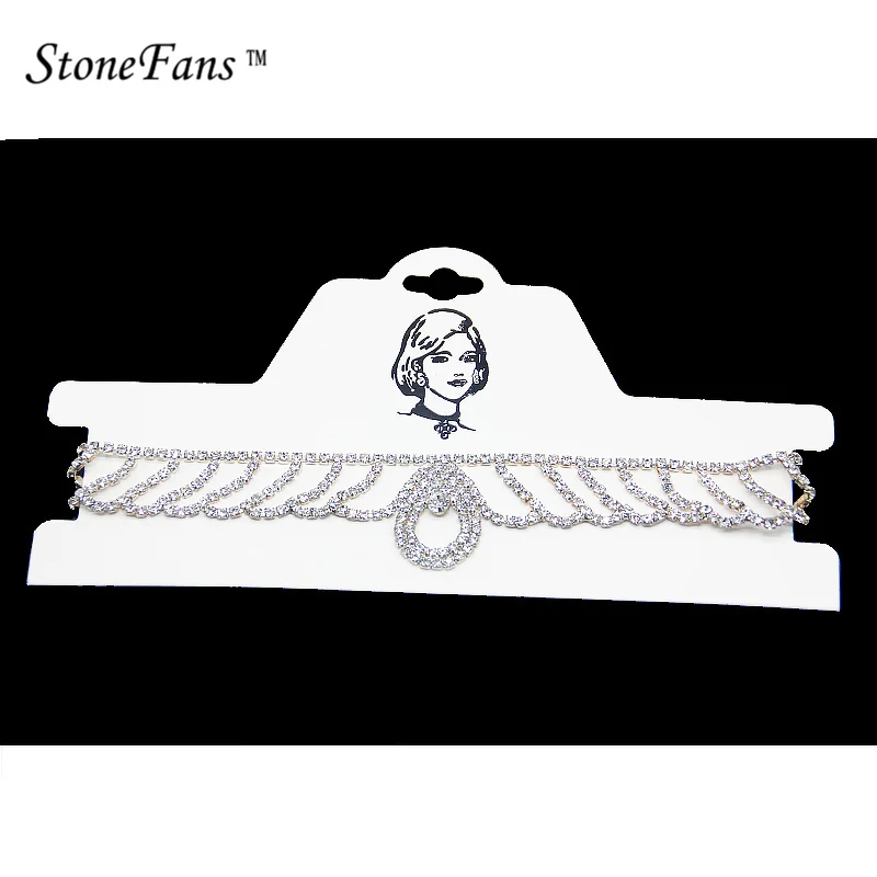 Stonefans классический Дизайн 1 ряд Teardrop Rhinestone Чокеры Ожерелья для мужчин для Для женщин модные серебристые Цвет Свадебные Кристалл Chocker Cat