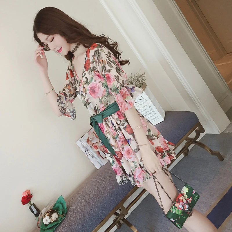 Женский шифоновый комбинезон с цветочным принтом свободные шорты коротким