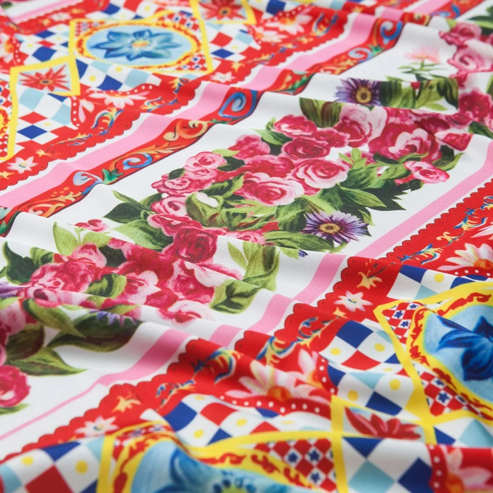 Модная атласная шифоновая ткань Couture из искусственного шелка цифровые цветные