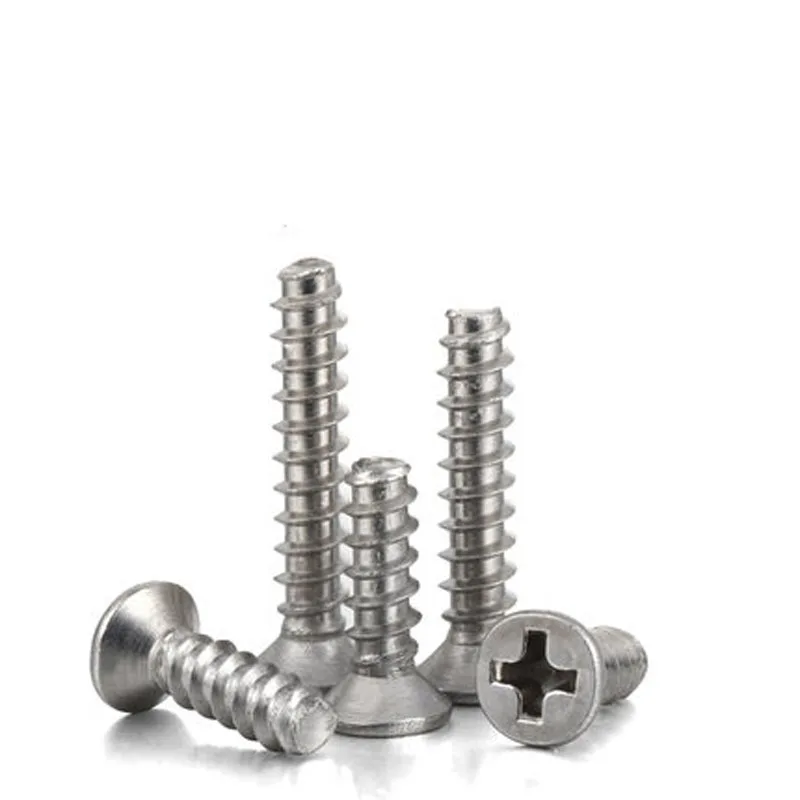 

50pcs M1.7 Cross Countersunk head self-tapping flat tail screw flats heads Phillips screws 304 stainless steel 4mm-12mm Length