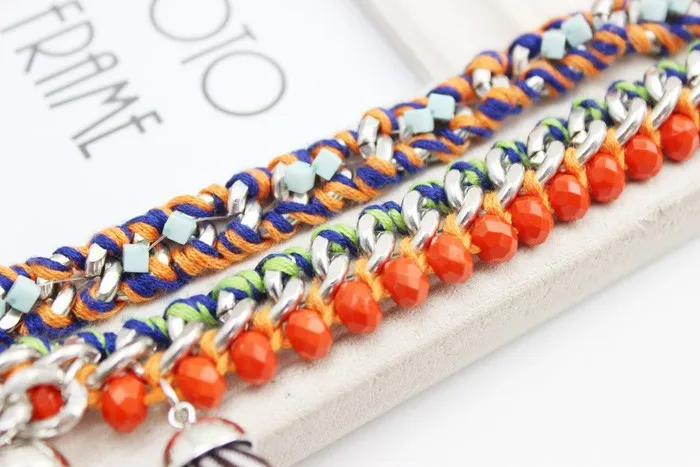 CHOKER NECKLACES the New Fashion Jewelry Hot Sale 2014 Multicolour Ball Shape Cotton Rope Knitted Chunky Statement Collar n0133 | Украшения