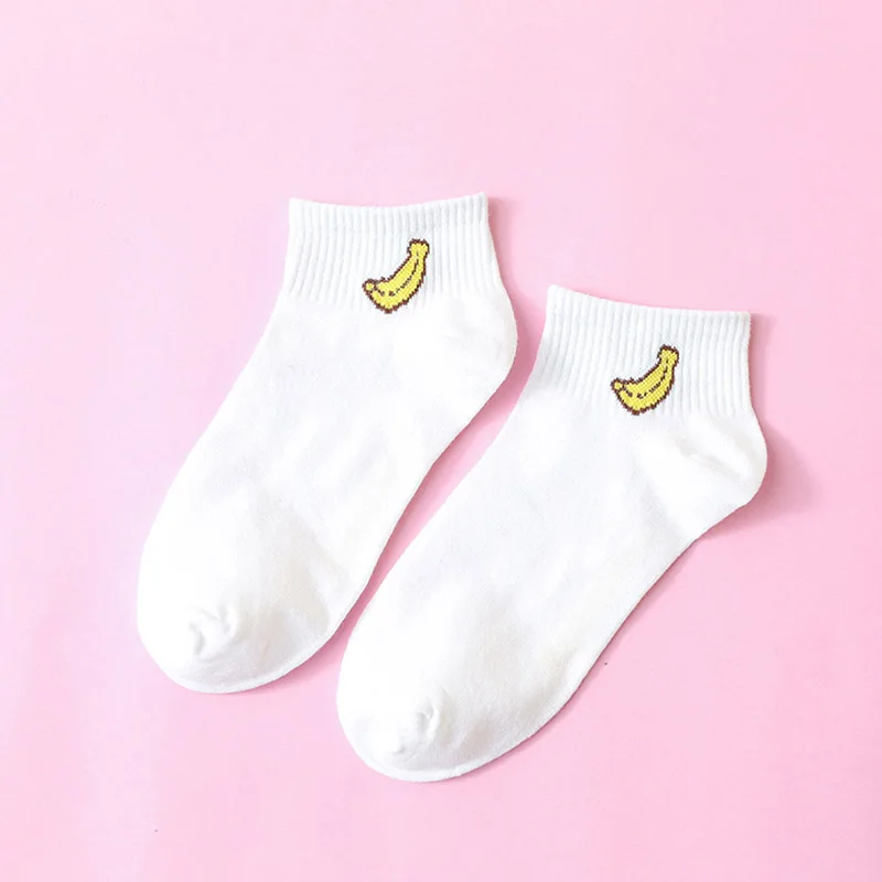 short banana Харадзюку банан печати забавные носки для женщин милый мультфильм медведь носки скейтбордиста мягкие хлопковые повседневные Девушки уличная фрукты носки - Цвет: short banana