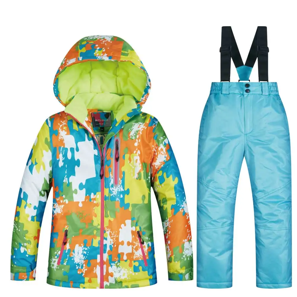 LZYRT SKI BLUE Детский лыжный костюм высокого качества; очень теплая лыжная куртка для мальчиков и девочек; комплект со штанами; Водонепроницаемая Куртка для сноуборда; зимний детский лыжный костюм - Цвет: LZYRT SKI BLUE