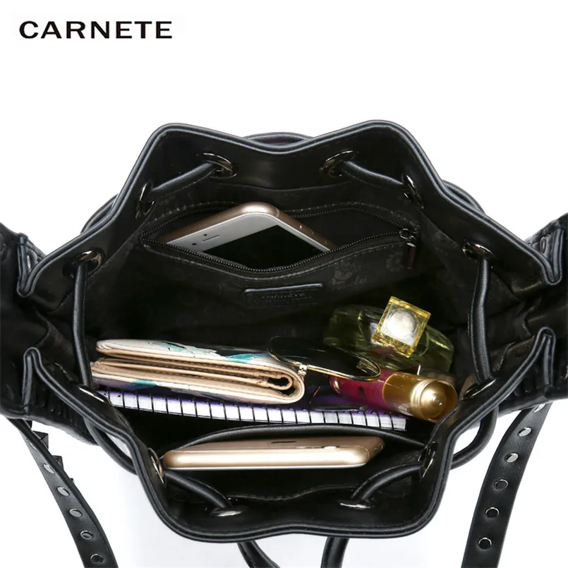 CARNETE женская сумка мешок с цветным ремешком Студенческая из искусственной кожи