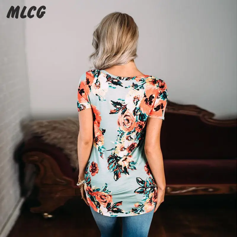 2017 лето цветочный печати футболка моды пальто clothing ladies tops | Женская одежда