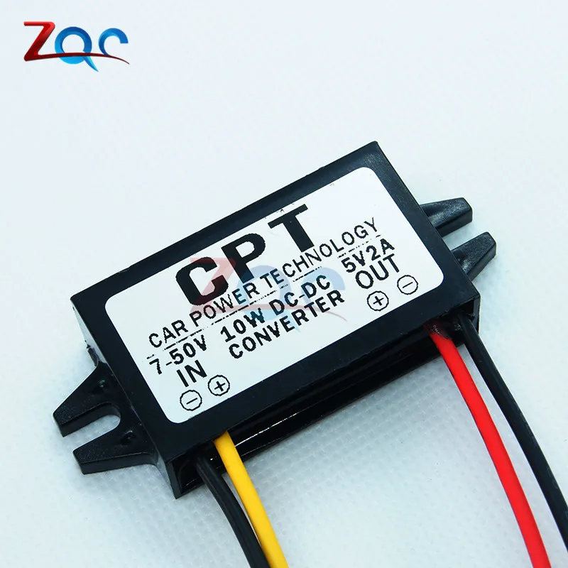 DC-DC 7-50 в до 5 В 2 а 10 Вт автомобильный преобразователь питания Micro Mini USB понижающий адаптер питания с низким нагревом и автоматической защитой