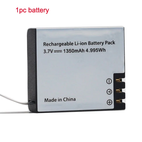 1pc battery 3.7V 1350mAH Battery For EKEN Action Camera H9 H9 H3 H3R H8PRO H8R H8 pro SJ4000 SJCAM SJ5000 M10 SJ5000X Recharge battery - Color: 1pc battery