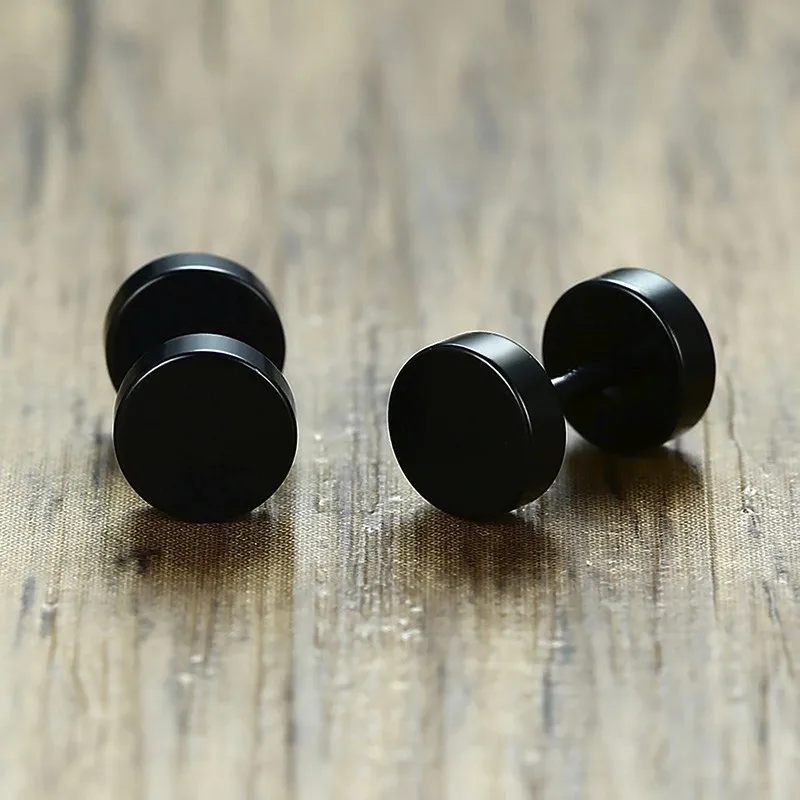 Black Vnox, модные серьги-гвоздики из нержавеющей стали для женщин и мужчин, штанга, дарбелл, панк, готика, Ретро стиль, Brincos - Окраска металла: Black