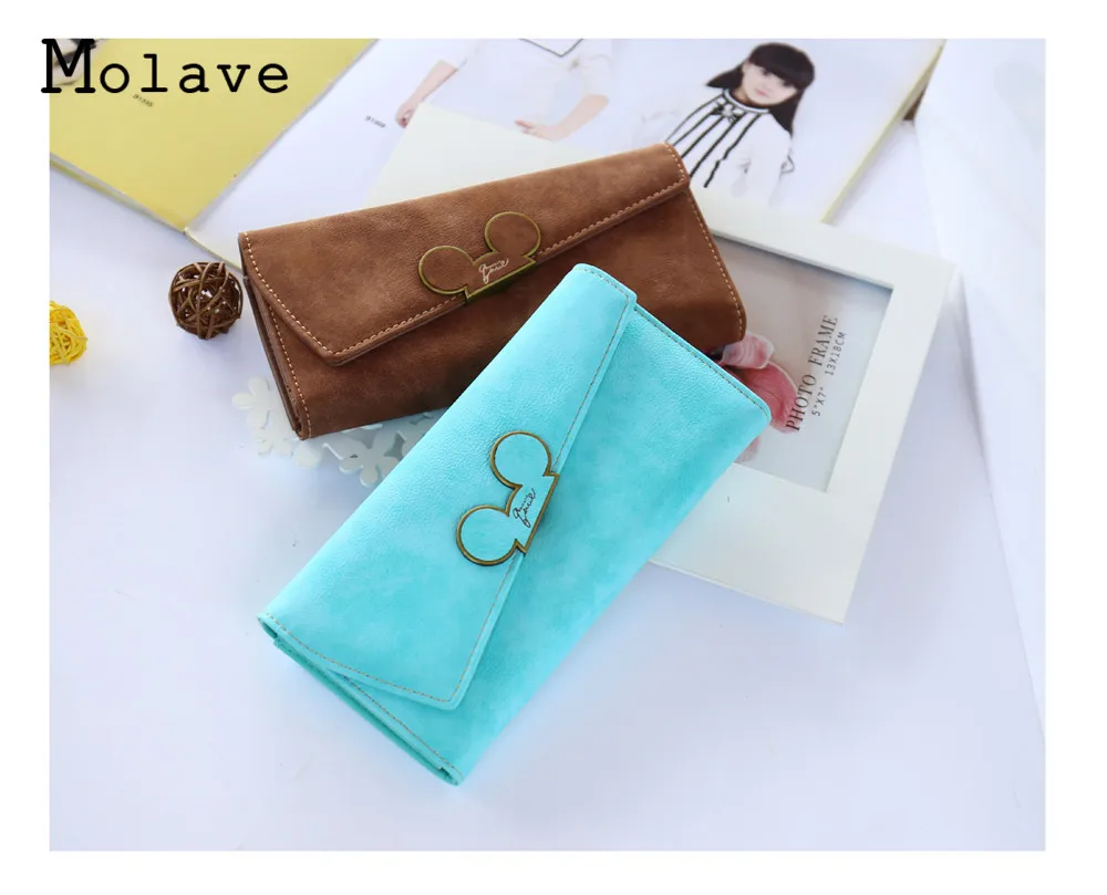 MOLAVE Новая мода дизайнер Farbe скрабы Lange Frauen портфели Damen Mickey Geldborse geldborsen Холтер дам Tasche Sep14