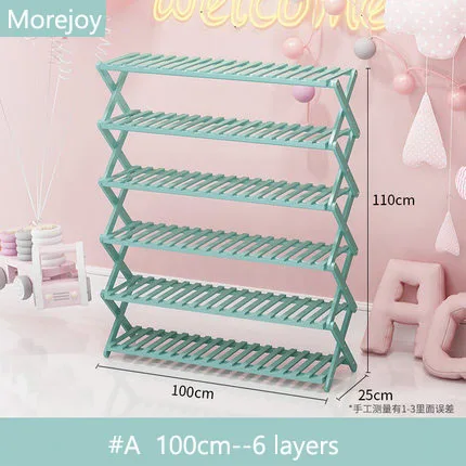 Morejoy многослойная домашняя Студенческая кровать экономичный дверной проем обувной шкаф простая Пыленепроницаемая установка Складная бамбуковая полка для обуви - Цвет: A 100cm 6 layers