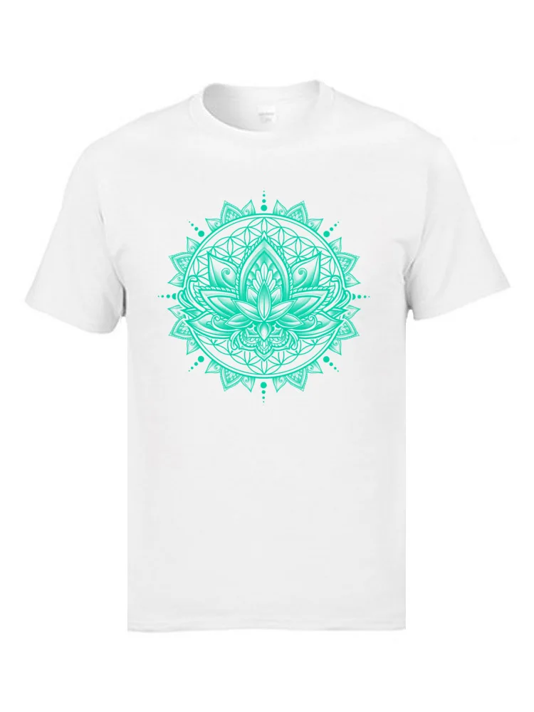 Sacred Lotus печатные футболки Мандала Ом YO GA культивирование мужские индийский