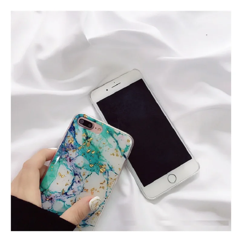 Fashion Marble Phone Case for iPhone X 7 7P 8 8P 6 6S Plus Gold Glitter Soft Tpu 7Plus XS MAX XR Cases Coque |
