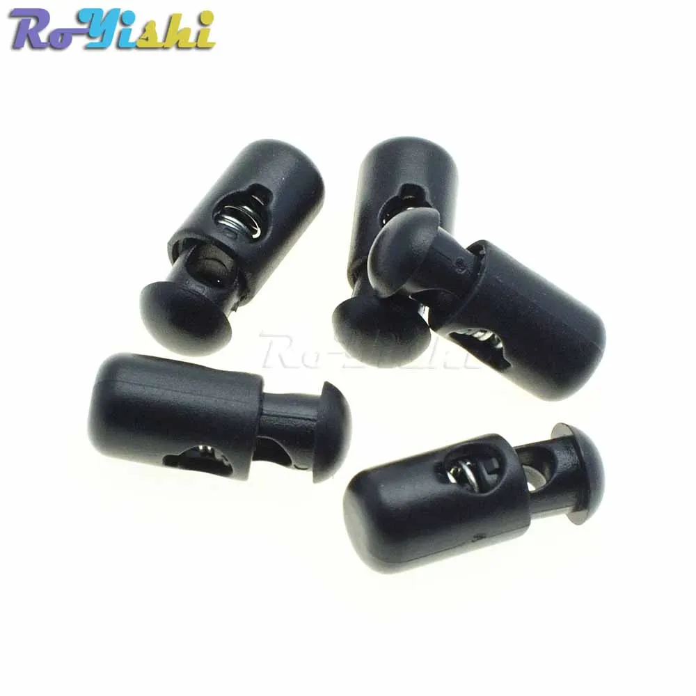 

25pcs/pack Plastic Barrel Spring Cord Locks Stoppers Toggle Clips Black 21mm*8mm