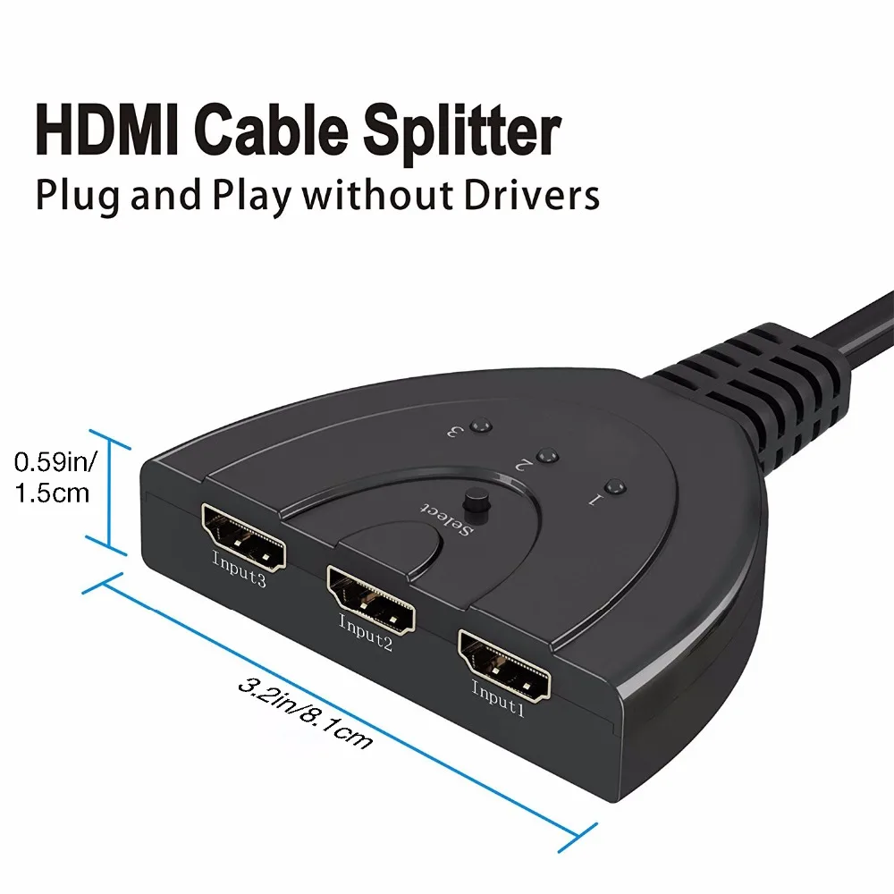 3 порта Переходник HDMI разветвитель кабель 1080P Коммутатор коммутатор в 1 порт