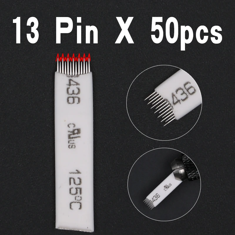 50 шт. плоская игла 13 pin Перманентный макияж лезвие для ручного татуажа бровей