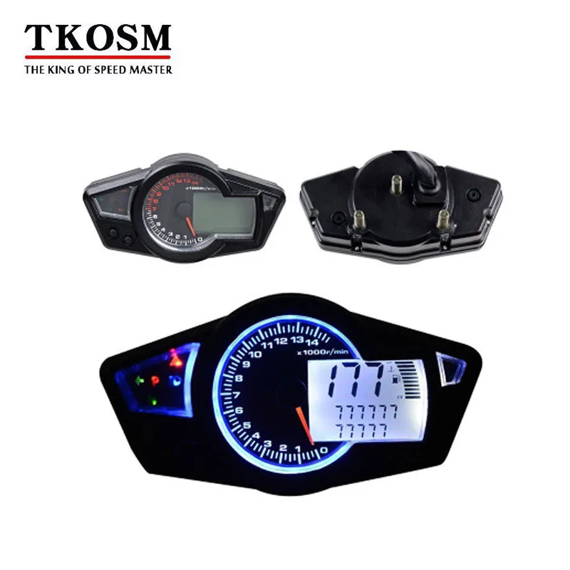 TKOSM 12 В DC MPH/KMH мотоцикл ЖК цифровой одометр Speedo метр Тахометр инструменты подсветка Регулировка 11000 14000 22000 об/мин