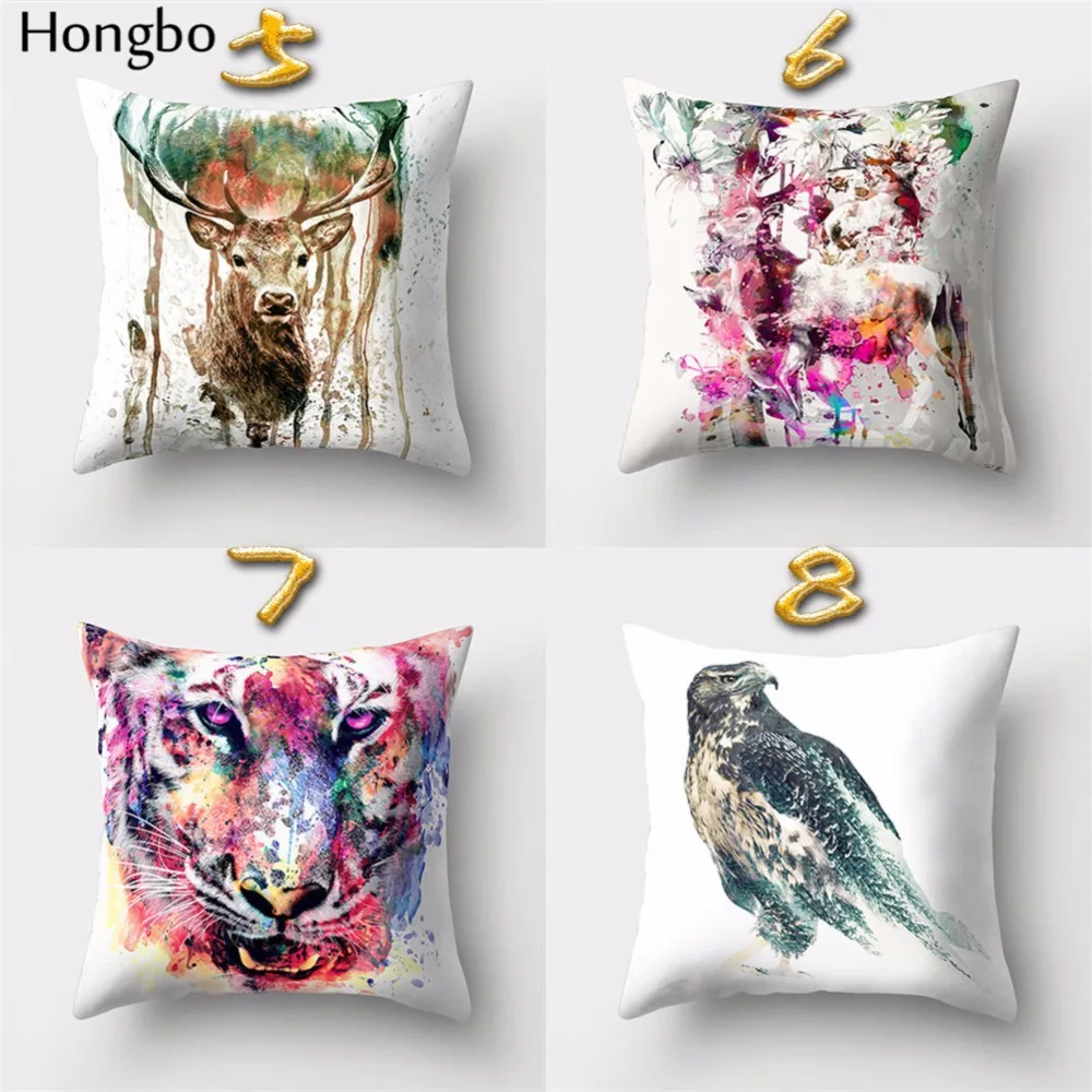 Hongbo 1 шт. птица Тигр Слон Лось лиса Подушка Чехол наволочка для автомобиля дивана