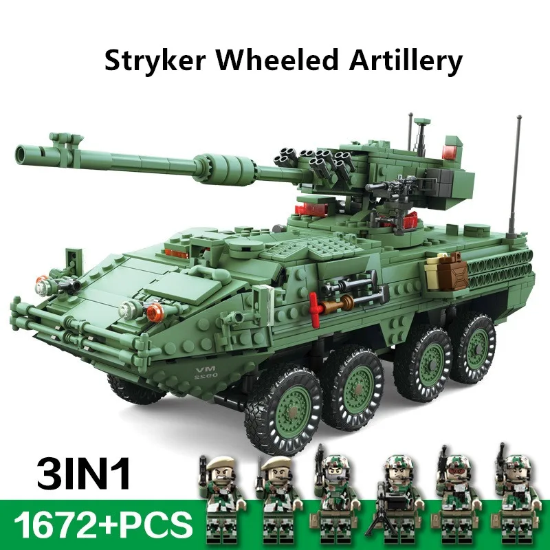 

Модель самодельного военного танка 3 в 1, 1672 шт.