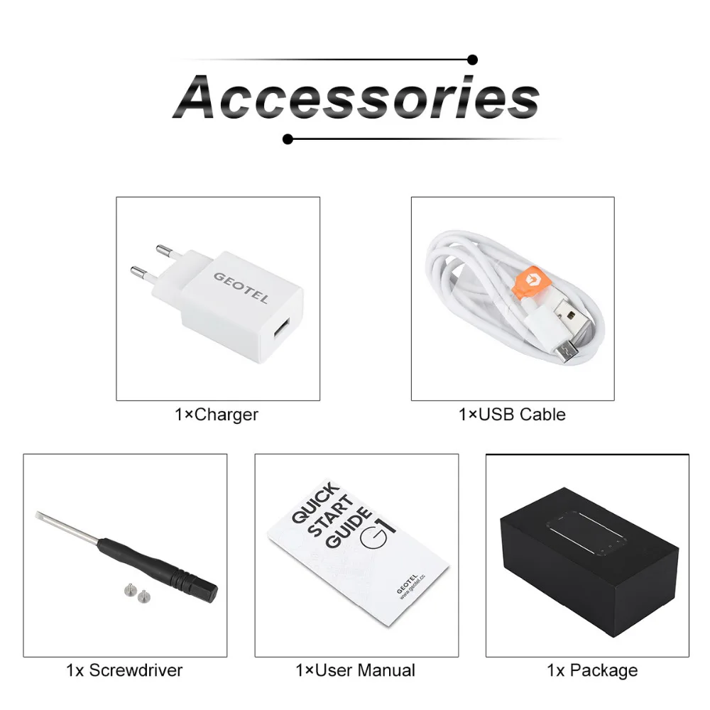 Geotel G1 смартфон с 5 дюймовым дисплеем четырёхъядерным процессором MTK6580A ОЗУ 2 Гб ПЗУ