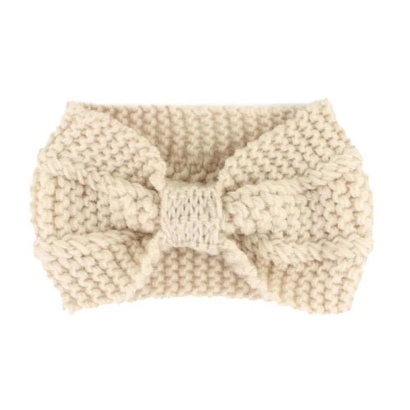 style 2 beige Зимняя теплая вязаная повязка на голову с ушками, тюрбан для женщин, Дамская вязаная повязка с бантом, эластичная повязка для головы, аксессуары для волос - Цвет: style 2 beige