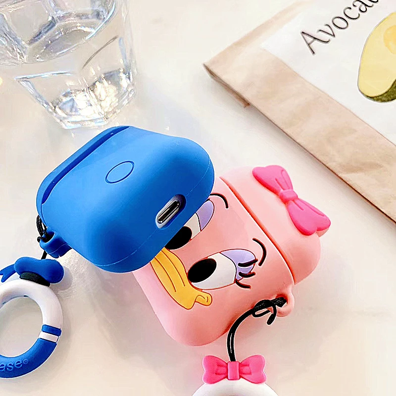 Силиконовый чехол для наушников с мультяшным рисунком Apple AirPods беспроводной
