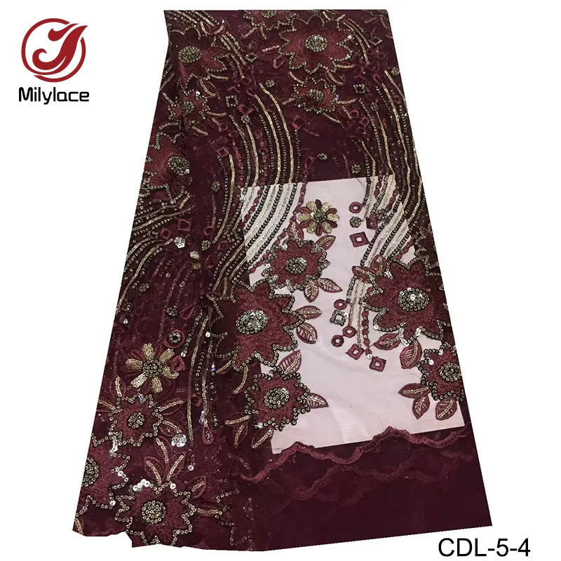 Lovely flower design african lace fabric with sequins 14 colors available nigerian french tulle for party CDL-5 | Дом и сад