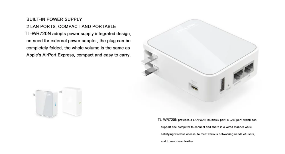 Tp-link беспроводной маршрутизатор 150 Мбит/с мини 3g TL WR720N маршрутизатор два интерфейса Lan расширитель сигнала расширитель