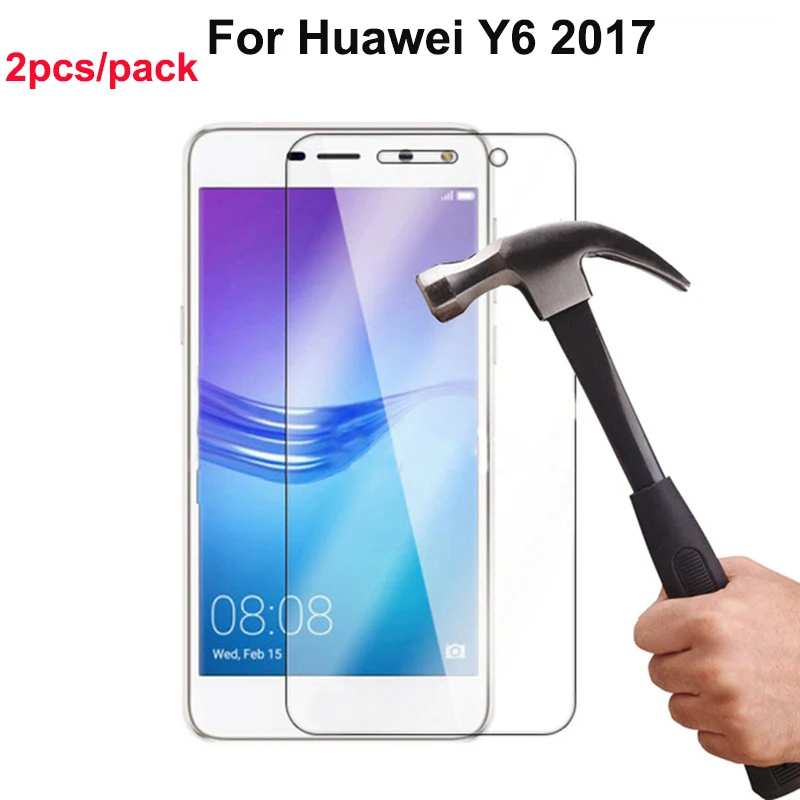 2 шт. закаленное стекло для Huawei Y6 2017 защита экрана Y5 Защитная стеклянная пленка