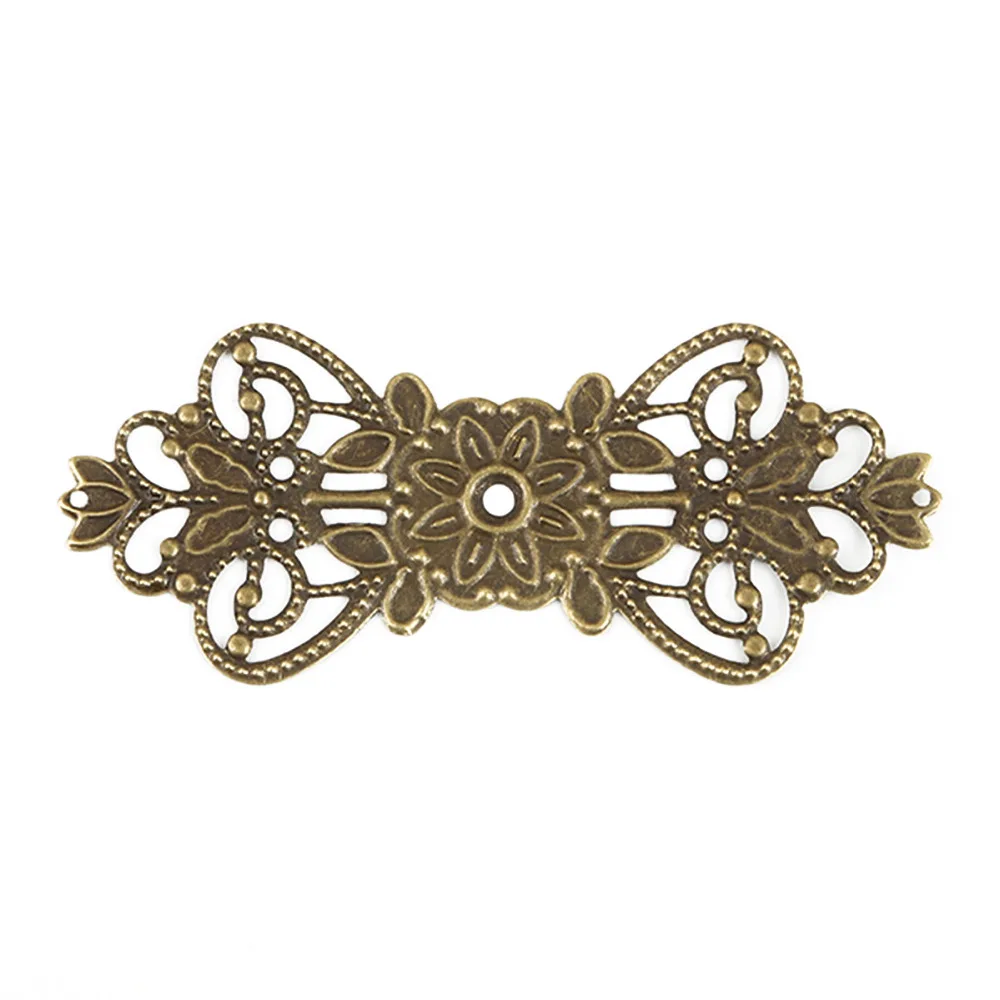 10pcs Gold/Bronze/Silver Plated 31x75mm Metal Filigree Flower Wraps Connectors For Jewelry Making DIY Charm Pendant | Украшения и