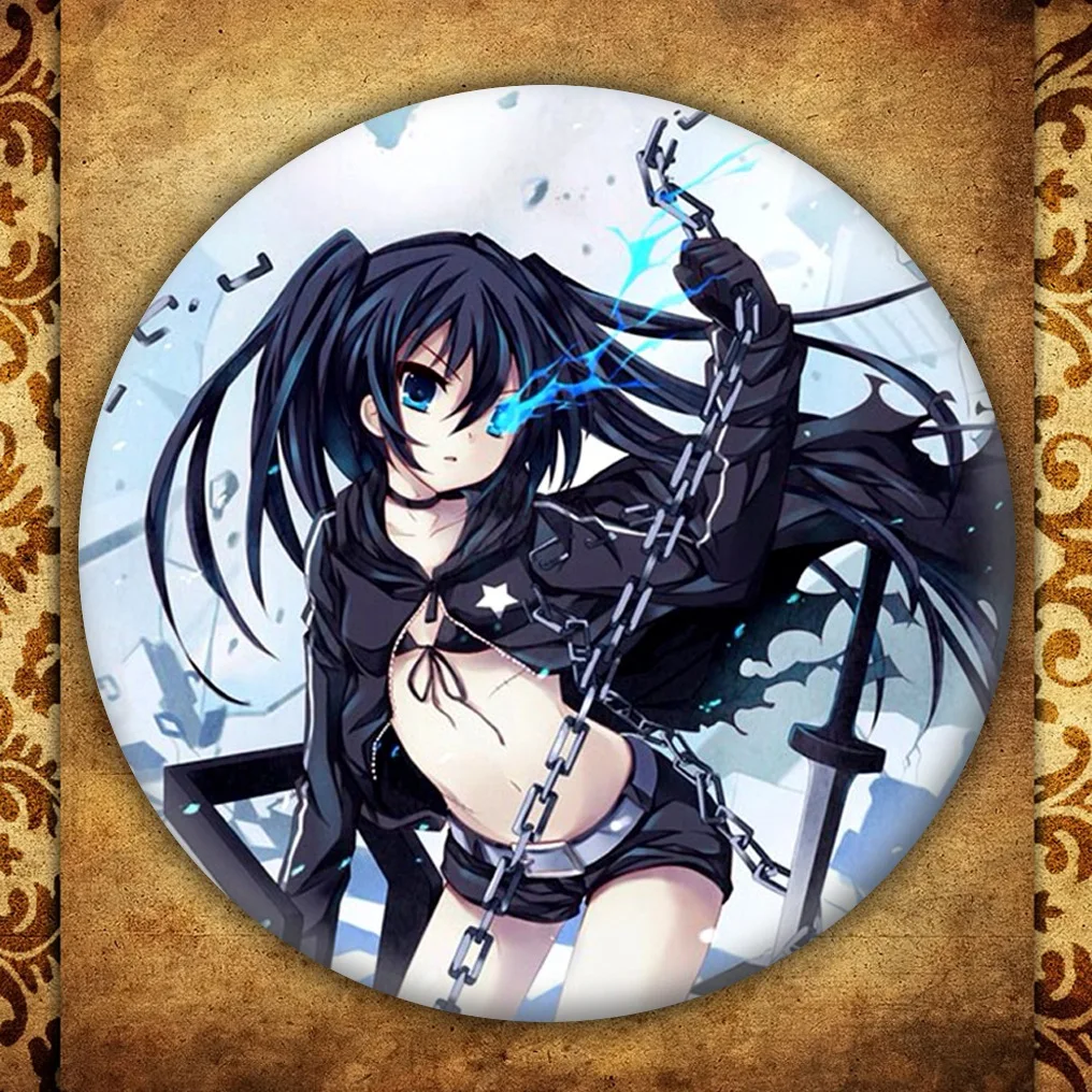 Короткая футболка с героями из японского аниме BLACK ROCK SHOOTER бейдж дисплеем модные