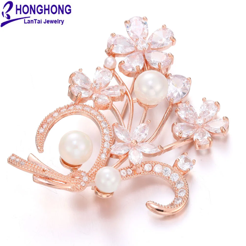 Женские цветочные броши HONGHONG циркониевые Цветочные Заколки и брошки высокого