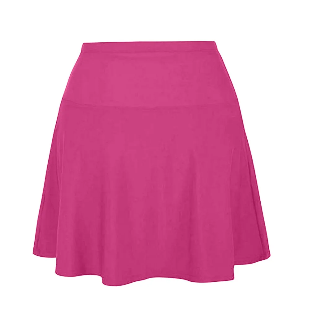 Hot Pink Женский пикантный купальник для плавания бикини купальный костюм купальная Одежда Женская высокая талия купальный низ Спортивная танкини юбка с трусиками#5 - Цвет: Hot Pink