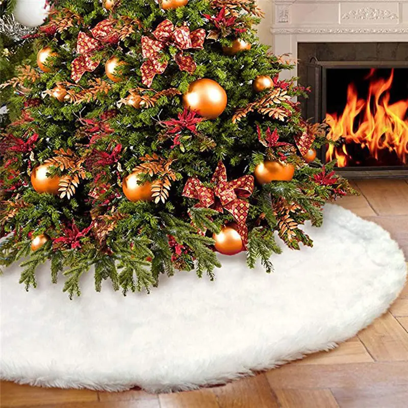 New Year Home Outdoor Decor Event Party Tree Skirts Creative White Plush Christmas Fur Carpet Xmas Decoration | Дом и сад