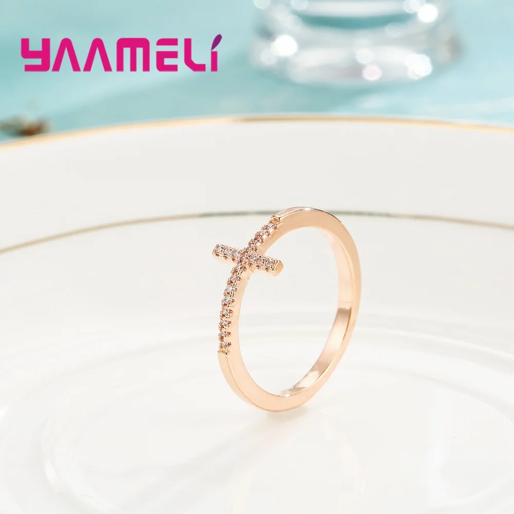 Новинка модное хит продаж изысканное кольцо с крестом розовое золото Женское