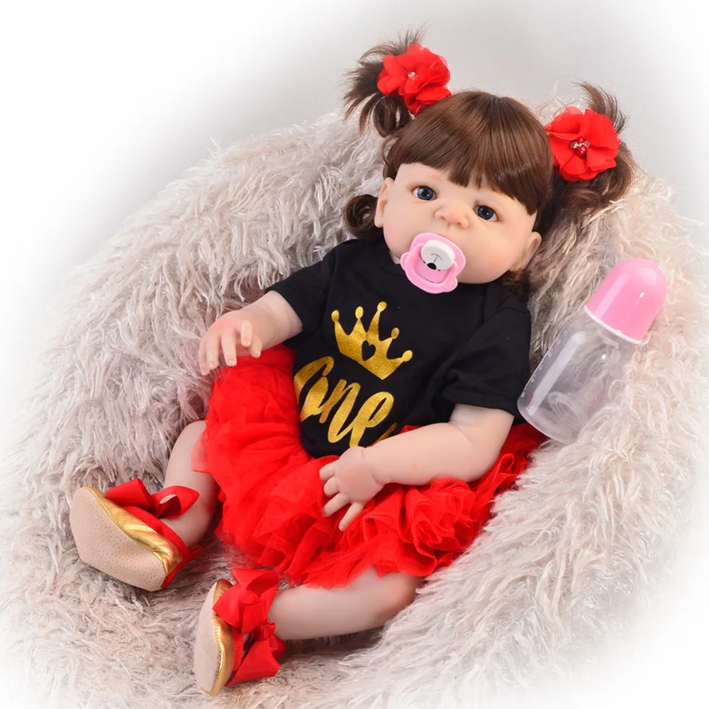 Full silicone reborn baby doll gift 55cm vinyl princess girl real born dolls toys bebe com corpo de menina | Игрушки и хобби