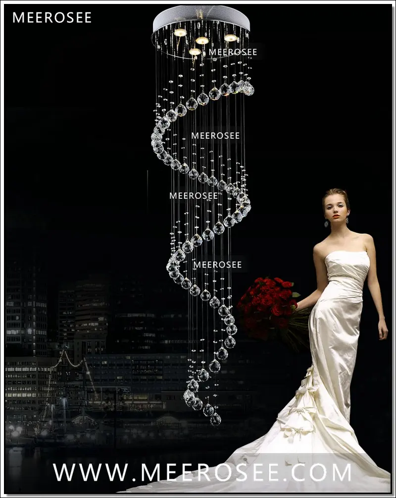 Online Ücretsiz Kargo Uzun Spiral Kristal Tavan Lambası/lamba/aydınlatma Armatürü Için Merdiven/fuaye/koridor Hazır Stok