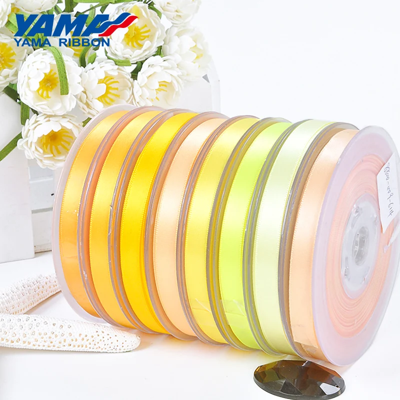 YAMA 25 28 32 38 мм 100 ярдов/лот односторонняя атласная лента светло темно желтая для