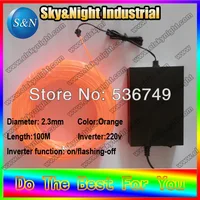 Bar decoration colorful el wire 2.3mm- 100m-220v Flexible Neon Glow Light EL Wire Rope+free shipping