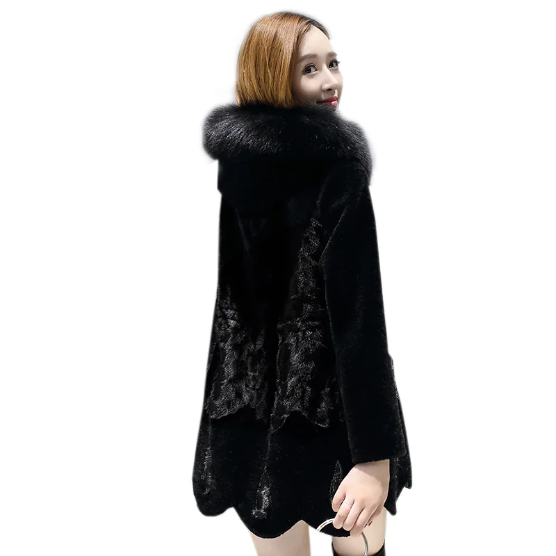 Natural mink fur and wool patchwork coats outerwear women real fox collar elegant warm jackets plus size 2019 winter | Женская одежда