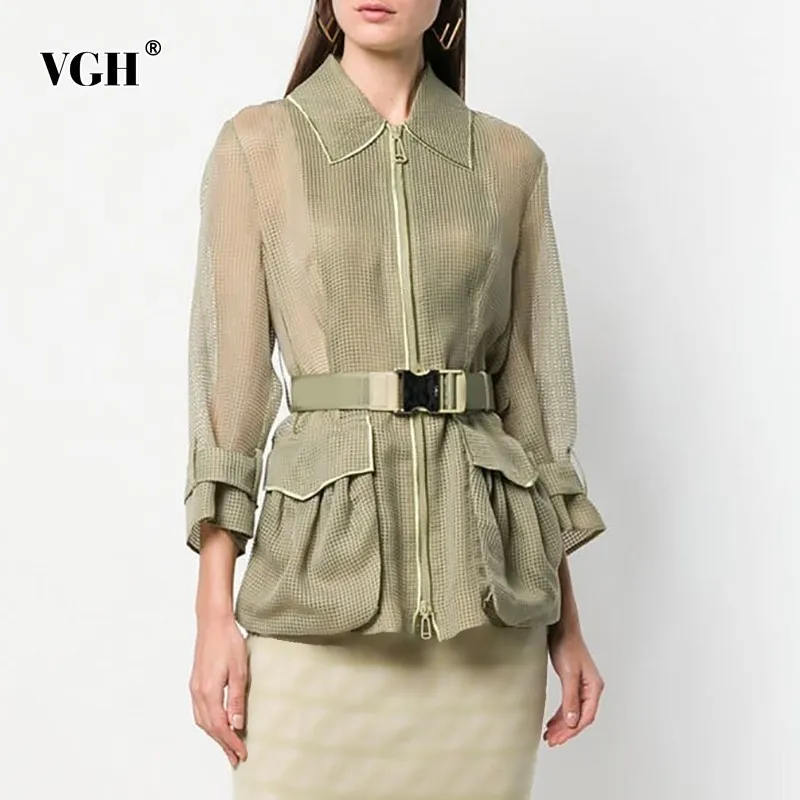 Женское повседневное пальто VGH однотонное приталенное с отложным воротником и