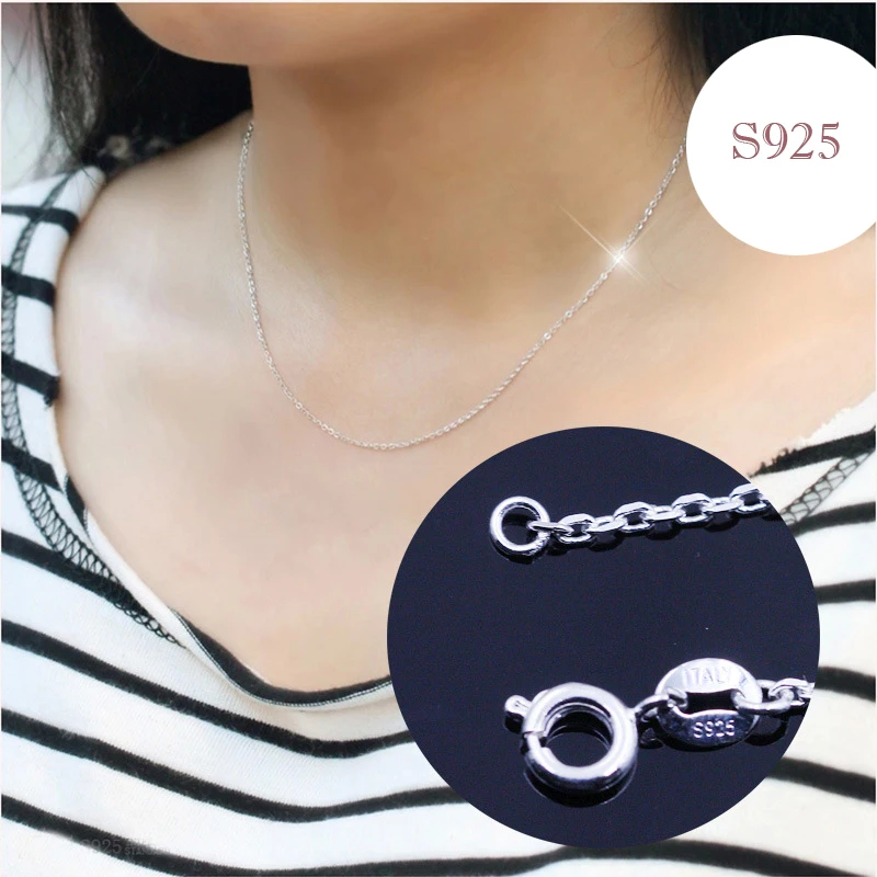

Top Quality 925 Solid Sterling Silver O Chain Necklace For Men Women Jewelry 16/18inch Chokers Necklace Girls Gift