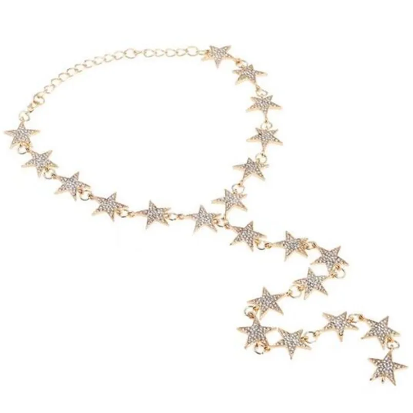 Mamojko Fashion Luxury Full Rhinestone Star Accessories Body Chain New Bijoux Maxi Sexy Punk Long Pendant | Украшения и