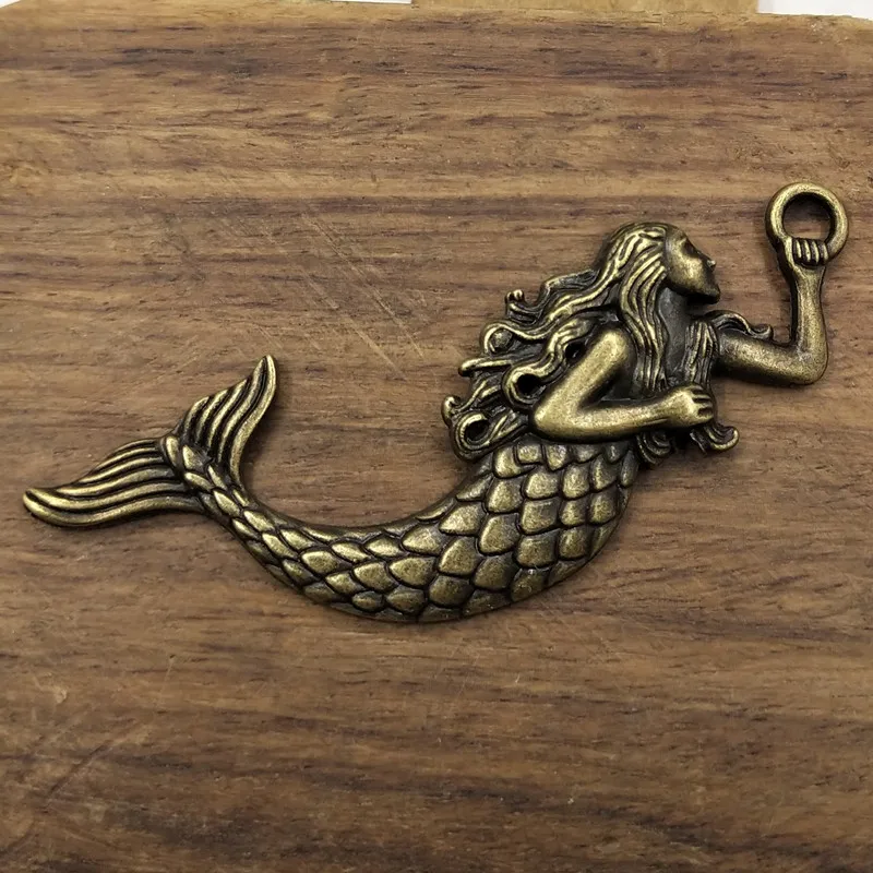5 pcs Mermaid Charms 76*29mm Tibetan Silver Plated Pendants Antique Jewelry Making DIY Handmade Craft | Украшения и аксессуары