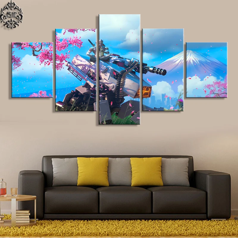 Painting Game Poster 5 Panel Overwatch Genji Home Decor For Living Room Wall Art Canvas Artwork Modern Printed Pictures Cuadros | Дом и сад