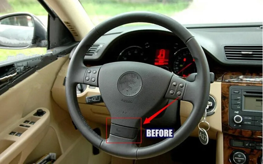 Хромированная многофункциональная накладка на руль, наклейка для Golf Jeta MK5 Passat B6 Touran, автомобильные аксессуары 1Q0 419 685 A C