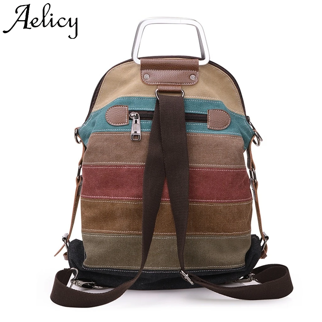 Aelicy женский ретро холщовый многоцветный рюкзак через плечо для девушек сумка