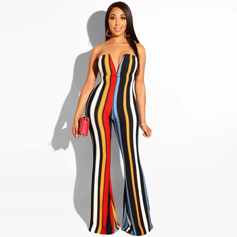 Женский сексуальный комбинезон с v-образным вырезом повседневный широкими