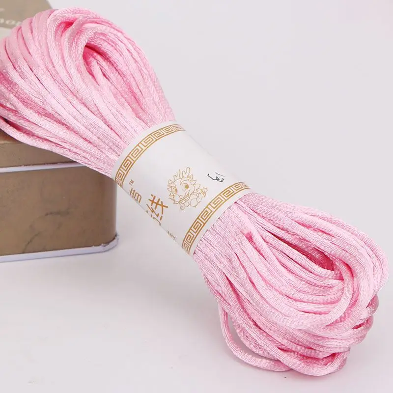 20 м цветные мягкие атласные шелковые веревки для макраме DIY китайский узел ручной работы Плетение веревки ювелирных изделий бисер декоративная струна Touw - Цвет: Pink Cords