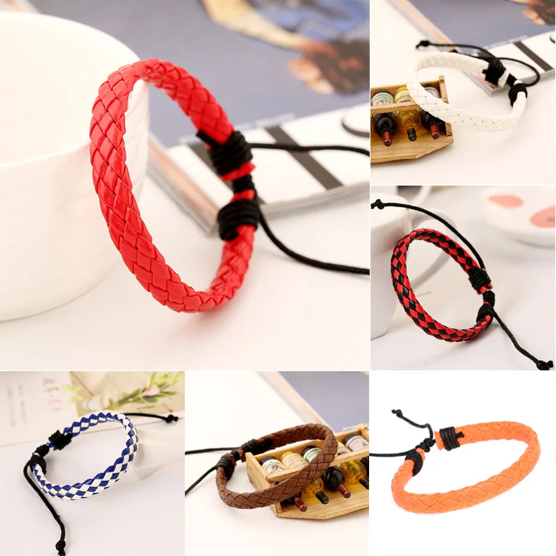 Модный мужской женский плетеный браслет из искусственной кожи унисекс подарки |